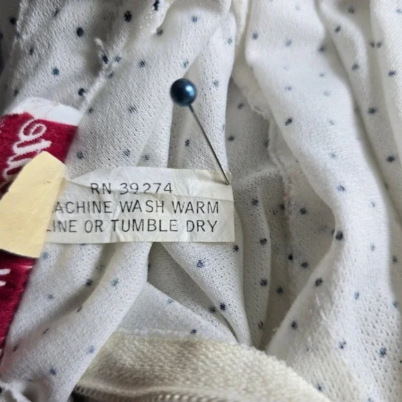 Vintage White Polka Dot Dress Short Sleeve Mock‎ Neck Elastic Waist Ruffle Trim - Picture 10 of 11